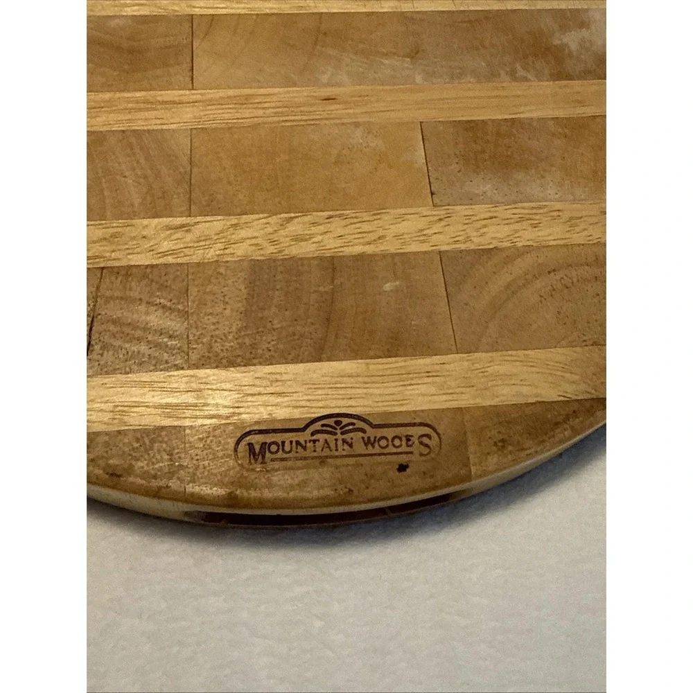 Mountain Woods Round Wooden Butcher Block Board 14